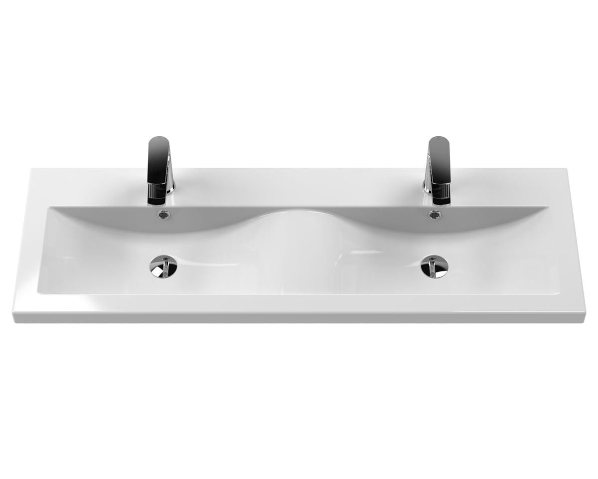 Modern Splash 1200mm Charcoal Black 4 Drawer Floor Standing Cabinet With 2 Tap Hole Ceramic Basin