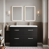 Modern Splash 1200mm Charcoal Black 4 Drawer Floor Standing Cabinet With 2 Tap Hole Ceramic Basin