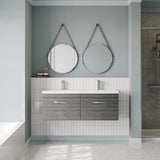 Modern Splash 1200mm Anthracite Woodgrain 2 Drawer Wall Hung Cabinet With 2 Tap Hole Ceramic Basin