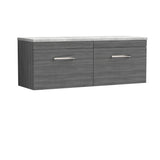 Modern Splash 1200mm 2 Drawer Wall Hung Vanity Unit With Bellato Grey Worktop