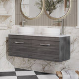 Modern Splash 1200mm 2 Drawer Wall Hung Vanity Unit With Bellato Grey Worktop