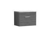 Modern Splash 600mm 1 Drawer Wall Hung Vanity Unit With Bellato Grey Worktop