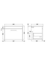 Modern Splash 600mm 1 Drawer Wall Hung Vanity Unit With Bellato Grey Worktop
