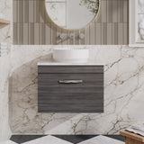 Modern Splash 600mm 1 Drawer Wall Hung Vanity Unit With Bellato Grey Worktop