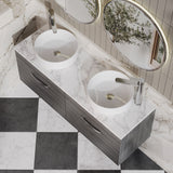 Modern Splash 1200mm Anthracite Woodgrain 2 Drawer Wall Hung Vanity With Carrara Laminate Worktop