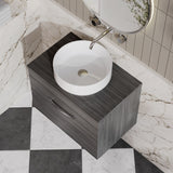 Modern Splash 600mm Anthracite Woodgrain Wall Hung Single Drawer Vanity Unit With Co-ordinating Worktop