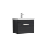 Modern Splash 600mm Charcoal Black 1 Drawer Wall Hung Vanity Unit With Mid-Edge Basin