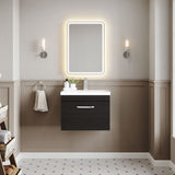 Modern Splash 600mm Charcoal Black 1 Drawer Wall Hung Vanity Unit With Mid-Edge Basin
