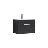 Modern Splash 600mm Charcoal Black 1 Drawer Wall Hung Vanity Unit With Minimalist Basin