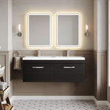 Modern Splash 1200mm Charcoal Black 2 Drawer Wall Hung Cabinet With 2 Tap Hole Polymarble basin