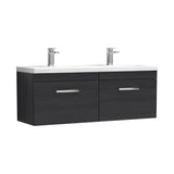 Modern Splash 1200mm Charcoal Black 2 Drawer Wall Hung Cabinet With 2 Tap Hole Ceramic Basin