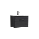 Modern Splash 600mm Charcoal Black 1 Drawer Wall Hung Vanity Unit With Curved Basin