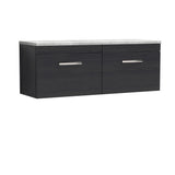 Modern Splash 1200mm Charcoal Black 2 Drawer Wall Hung Vanity Unit With Bellato Grey Worktop