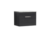 Modern Splash 600mm Charcoal Black 1 Drawer Wall Hung Vanity Unit With Bellato Grey Worktop
