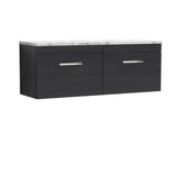 Modern Splash 1200mm Charcoal Black 2 Drawer Wall Hung Vanity With Carrara Laminate Worktop