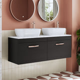 Modern Splash 1200mm Charcoal Black 2 Drawer Wall Hung Vanity With Carrara Laminate Worktop