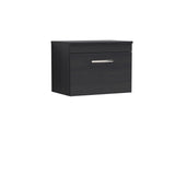 Modern Splash 600mm Charcoal Black 1 Drawer Wall Hung Vanity Unit With Co-ordinating Worktop