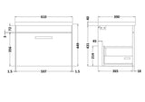 Modern Splash 600mm Gloss White 1 Drawer Wall Hung Vanity Unit With Mid-Edge Basin