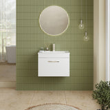 Modern Splash 600mm Gloss White 1 Drawer Wall Hung Vanity Unit With Minimalist Basin