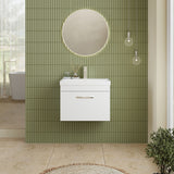 Modern Splash 600mm Gloss White 1 Drawer Wall Hung Vanity Unit With Thin Edge Basin