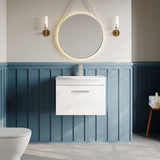 Modern Splash 600mm Gloss White 1 Drawer Wall Hung Vanity Unit With Curved Basin