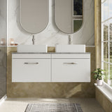 Modern Splash 1200mm Gloss White 2 Drawer Wall Hung Vanity Unit With Bellato Grey Worktop