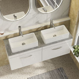 Modern Splash 1200mm Gloss White 2 Drawer Wall Hung Vanity Unit With Bellato Grey Worktop