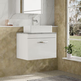 Modern Splash 600mm Gloss White 1 Drawer Wall Hung Vanity Unit With Bellato Grey Worktop