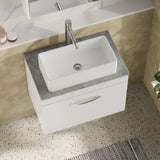 Modern Splash 600mm Gloss White 1 Drawer Wall Hung Vanity Unit With Bellato Grey Worktop