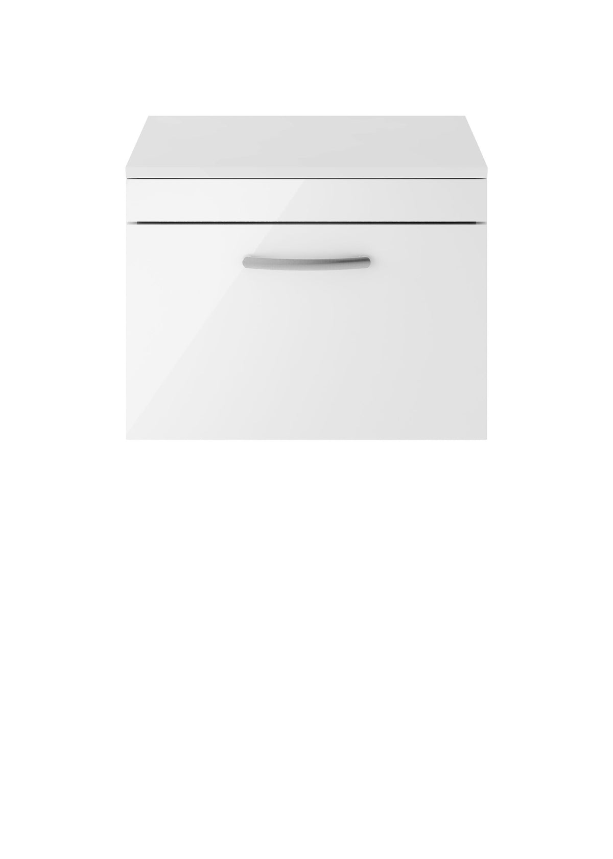 Modern Splash 600mm Gloss White 1 Drawer Wall Hung Vanity Unit With Co-ordinating Worktop