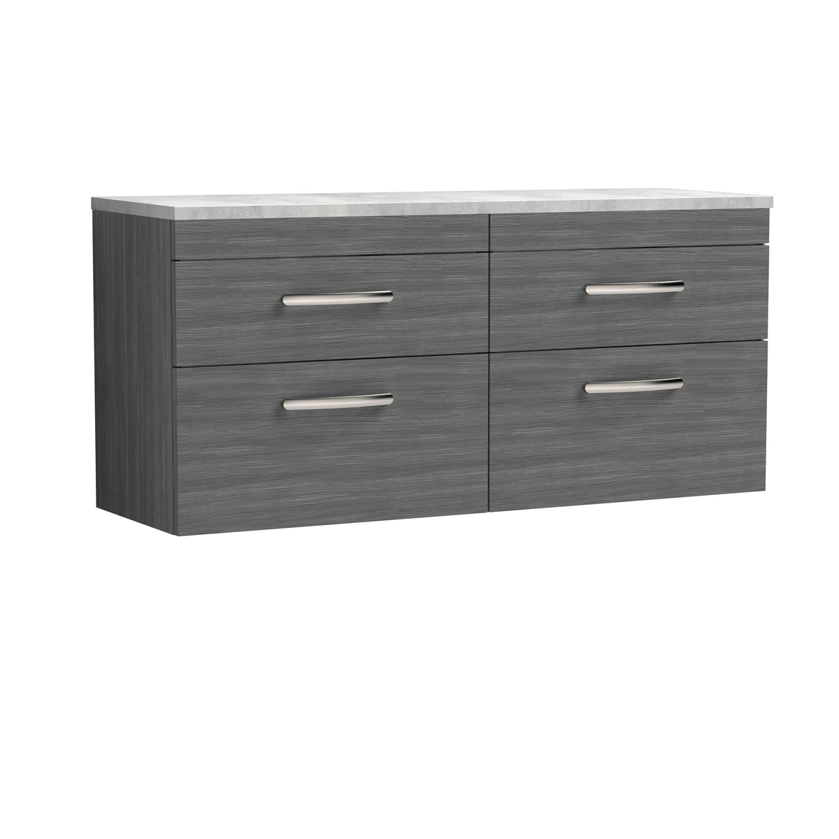 Modern Splash 1200mm 4 Drawer Wall Hung Vanity Unit With Bellato Grey Worktop