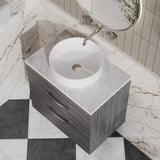 Modern Splash 600mm 2 Drawer Wall Hung Anthracite Woodgrain Vanity Unit With Bellato Grey Worktop
