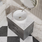 Modern Splash 600mm 2 Drawer Wall Hung Vanity Unit With Laminate Anthracite Woodgrain Worktop