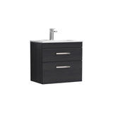 Modern Splash 600mm Charcoal Black 2 Drawer Wall Hung Vanity Unit With Minimalist Basin