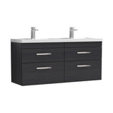 Modern Splash 1200mm Charcoal Black 4 Drawer Wall Hung Cabinet With 2 Tap Hole Polymarble basin