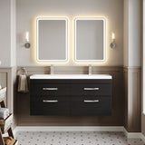 Modern Splash 1200mm Charcoal Black 4 Drawer Wall Hung Cabinet With 2 Tap Hole Ceramic Basin
