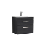 Modern Splash 600mm Charcoal Black 2 Drawer Wall Hung Vanity Unit With Curved Basin