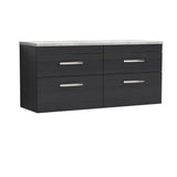 Modern Splash 1200mm Charcoal Black 4 Drawer Wall Hung Vanity Unit With Bellato Grey Worktop
