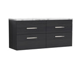 Modern Splash 1200mm Charcoal Black 4 Drawer Wall Hung Vanity With Carrara Laminate Worktop