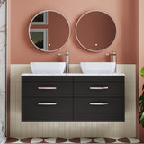 Modern Splash 1200mm Charcoal Black 4 Drawer Wall Hung Vanity With Carrara Laminate Worktop