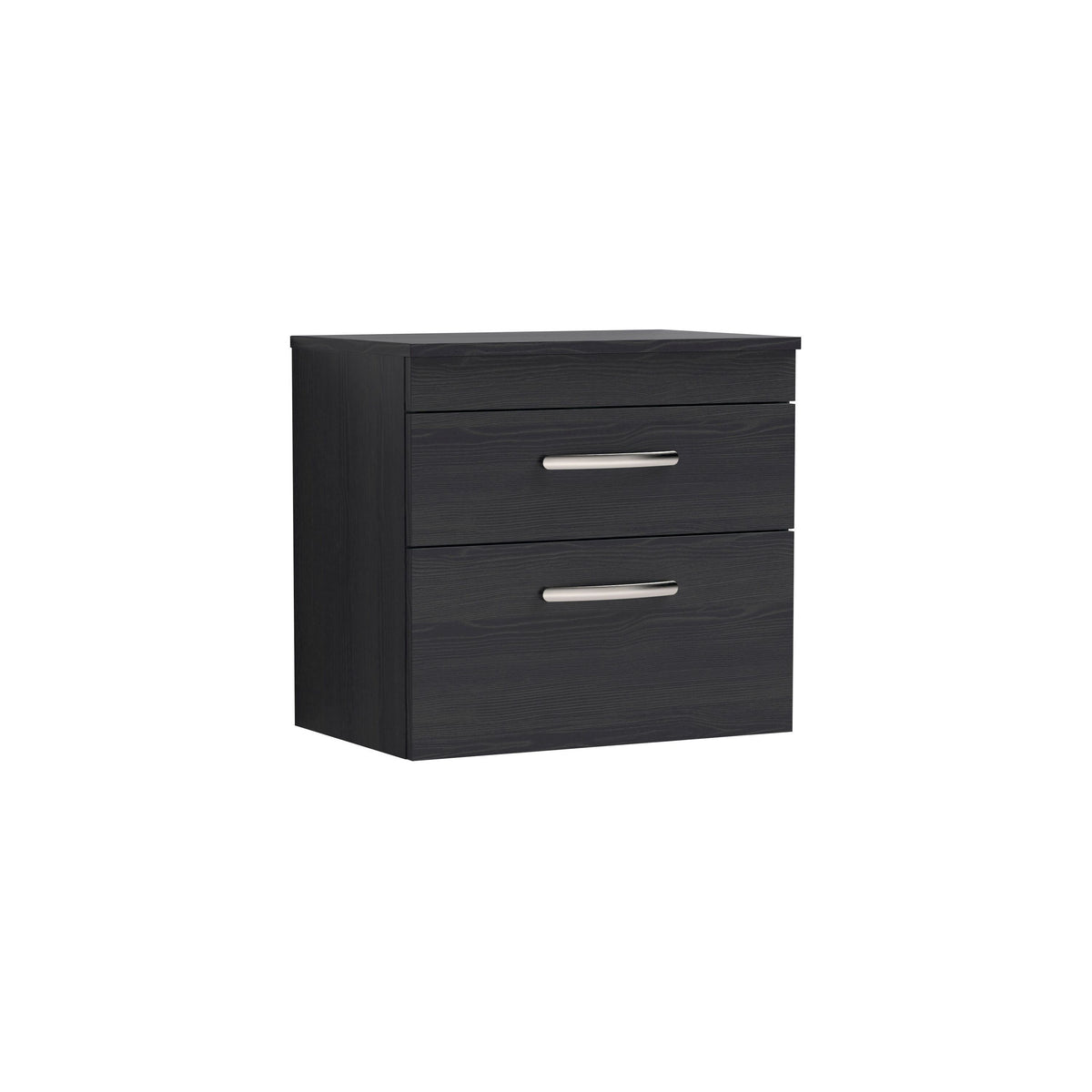 Modern Splash 600mm Charcoal Black 2 Drawer Wall Hung Vanity Unit With Co-ordinating Worktop