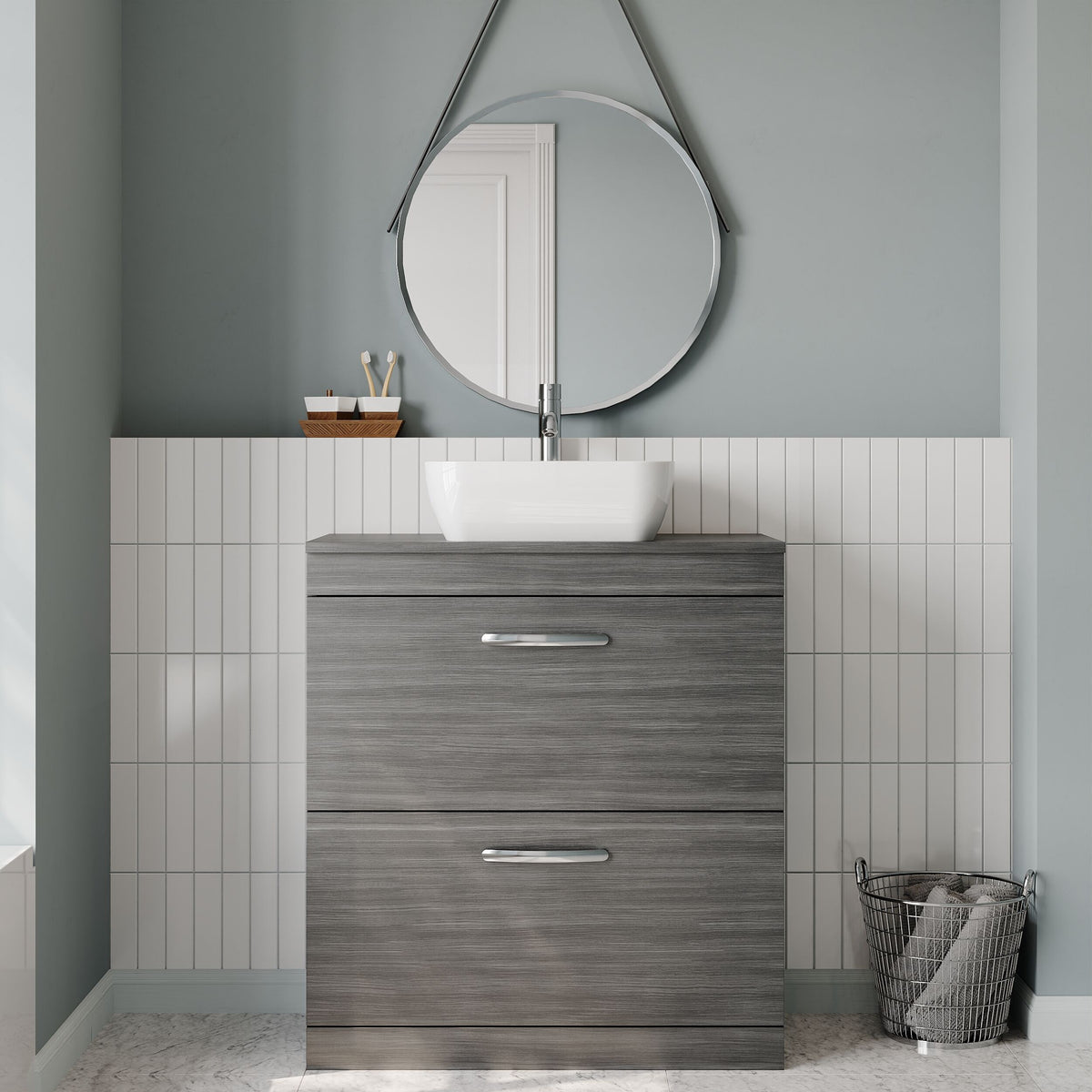 Modern Splash 800mm Floor Standing Vanity Unit With Co-ordinating Worktop