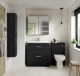 Modern Splash 800mm Charcoal Black 2 Drawer Floor Standing Vanity Unit With Mid-Edge Basin