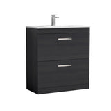 Modern Splash 800mm Charcoal Black 2 Drawer Floor Standing Vanity Unit With Minimalist Basin