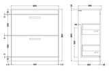 Modern Splash 800mm Charcoal Black 2 Drawer Floor Standing Vanity Unit With Minimalist Basin