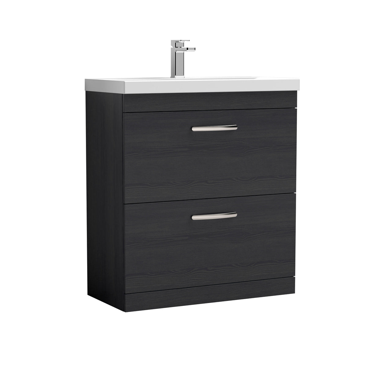 Modern Splash 800mm Charcoal Black 2 Drawer Floor Standing Vanity Unit With Thin Edge Basin