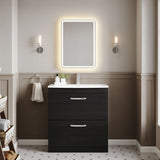Modern Splash 800mm Charcoal Black 2 Drawer Floor Standing Vanity Unit With Curved Basin