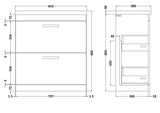 Modern Splash 800mm Gloss White 2 Drawer Floor Standing Vanity Unit With Mid-Edge Basin