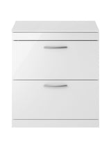 Modern Splash 800mm Gloss White 2 Drawer Floor Standing  Vanity Unit With Co-ordinating Worktop