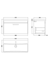 Modern Splash 800mm Anthracite Woodgrain 1 Drawer Wall Hung Vanity Unit With Thin Edge Basin